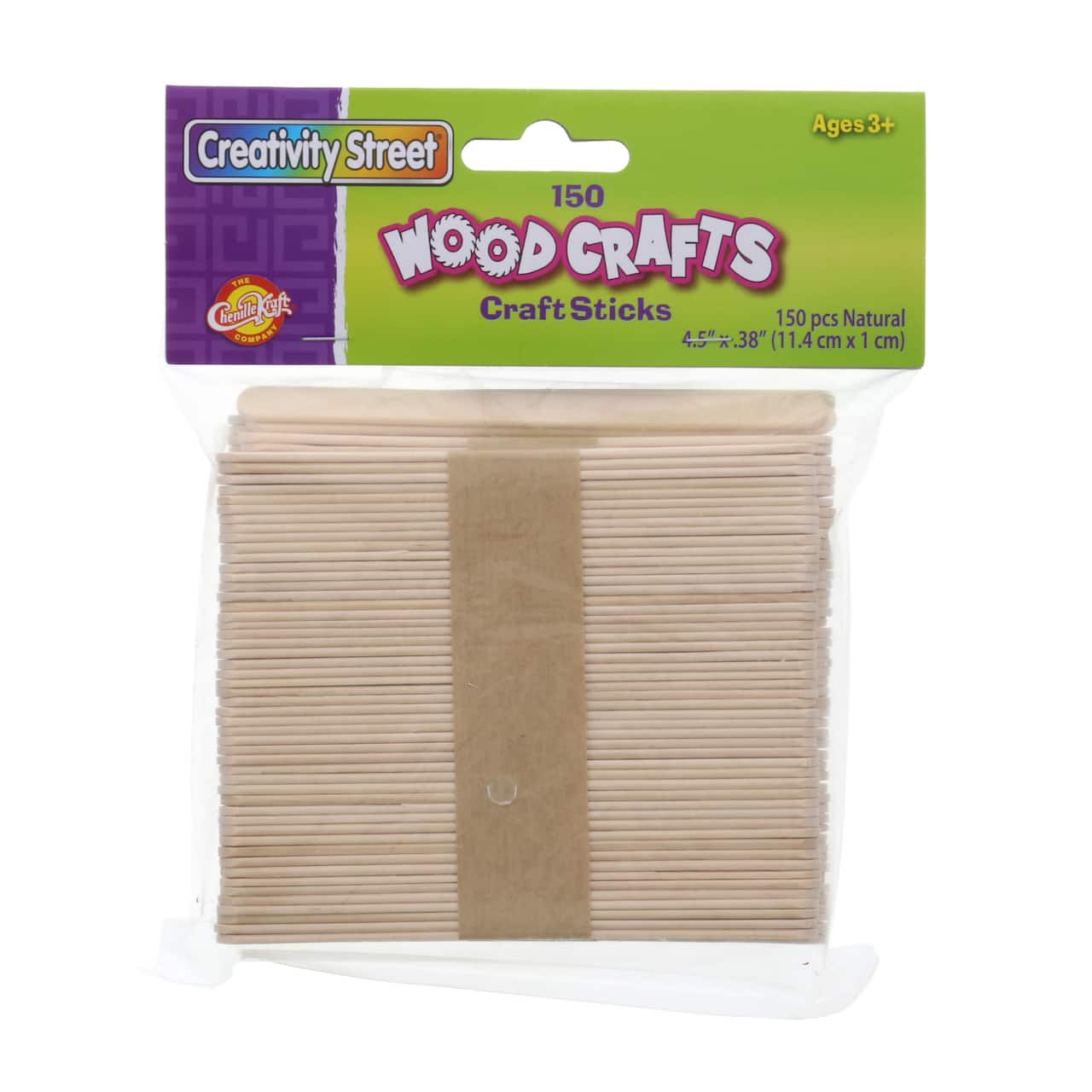 Creativity Street 4.5" Natural Wooden Craft Sticks, 150ct.